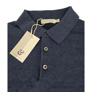 NWT Collars and Co Toscano Cotton & Linen Polo Short Sleeve Medium Navy
